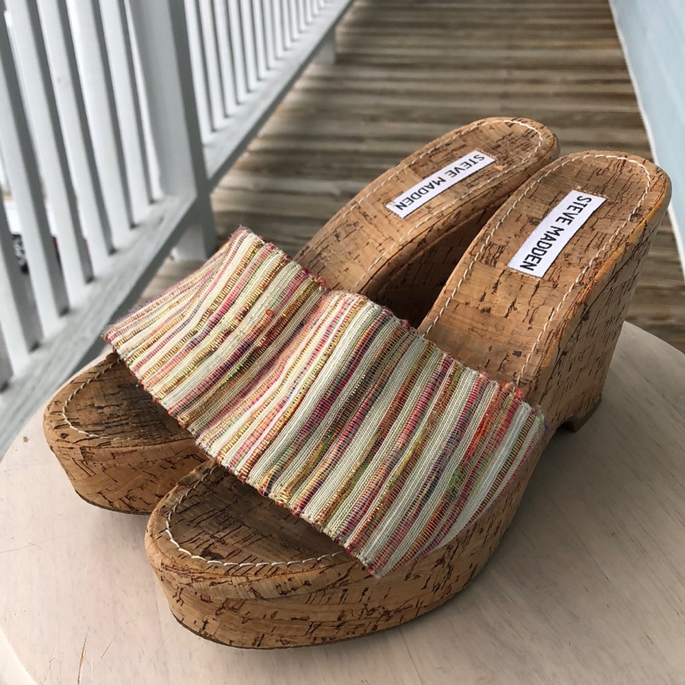 Steve Madden Cork Platform Wedges Sz 8.5